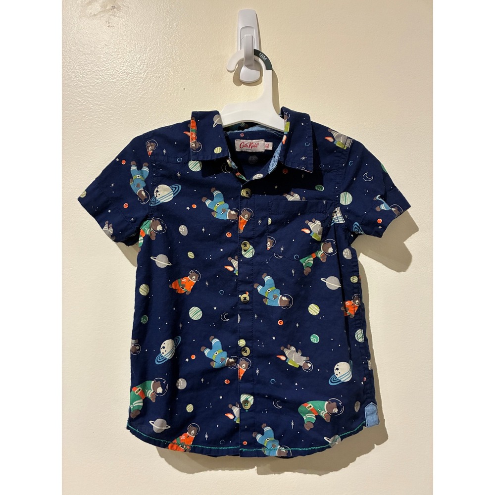 Cath Kidson Cath Kids Navy Blue Space Bear Astronaut Button Down Shirt 3-4 Years